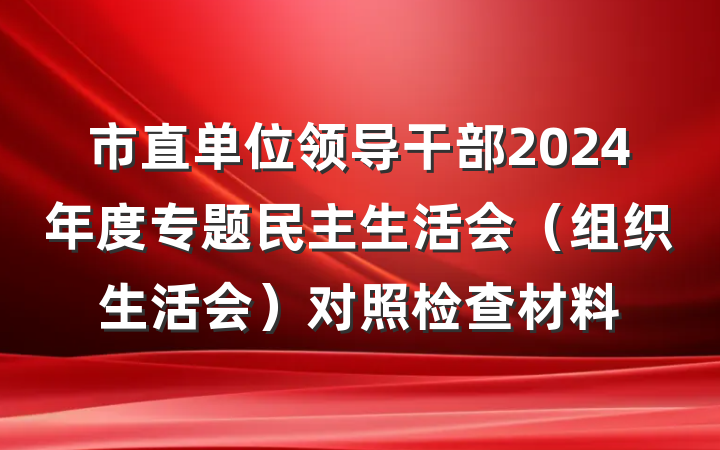 市直单位领导干部2024年度专题民主生活会（组织生活会）对照检查材料