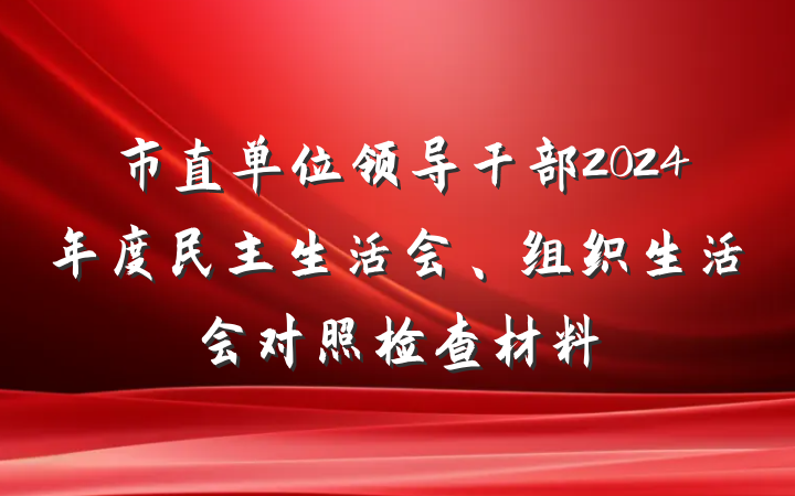市直单位领导干部2024年度民主生活会、组织生活会对照检查材料