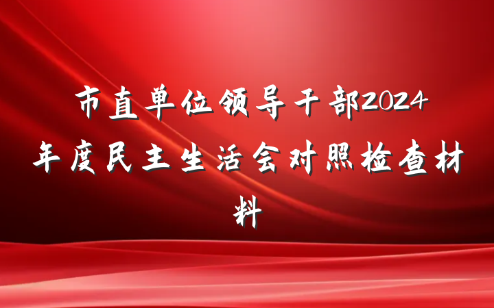市直单位领导干部2024年度民主生活会对照检查材料