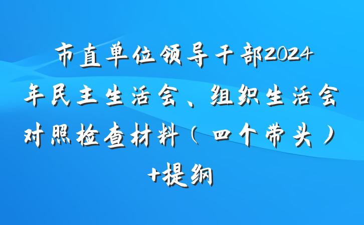 市直单位领导干部2024年民主生活会、组织生活会对照检查材料（四个带头） 提纲
