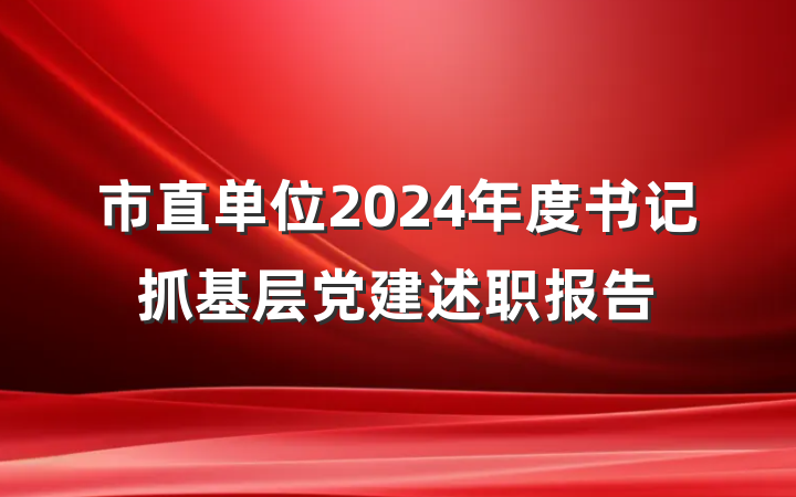 市直单位2024年度书记抓基层党建述职报告