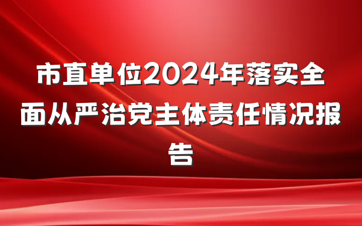 市直单位2024年落实全面从严治党主体责任情况报告