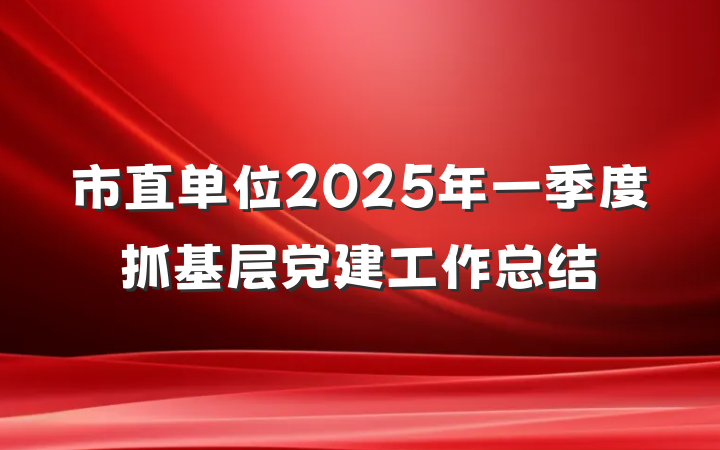市直单位2025年一季度抓基层党建工作总结