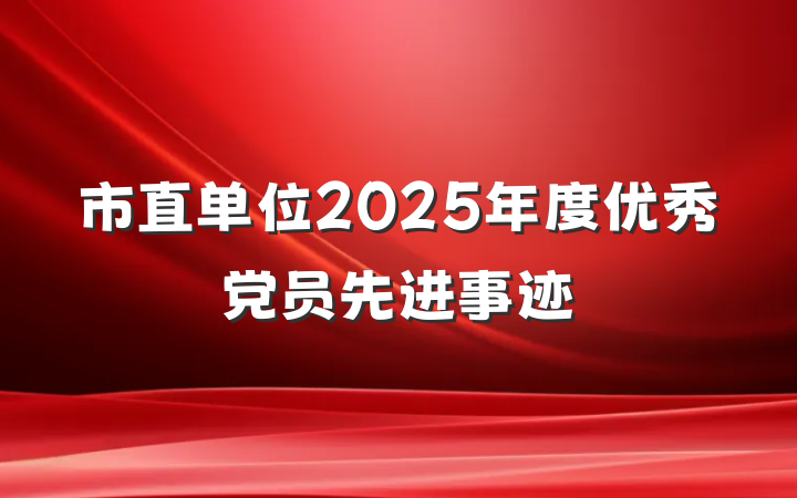 市直单位2025年度优秀党员先进事迹