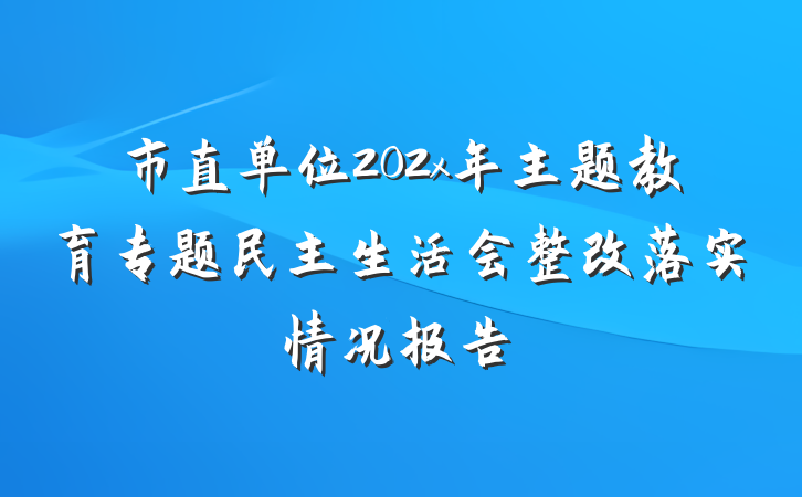 市直单位202x年主题教育专题民主生活会整改落实情况报告