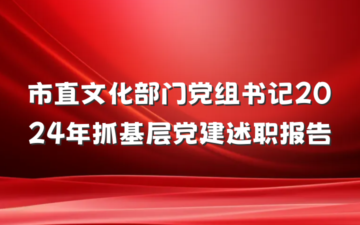 市直文化部门党组书记2024年抓基层党建述职报告