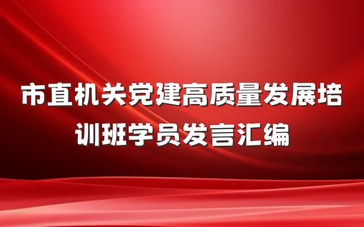 市直机关党建高质量发展培训班学员发言汇编