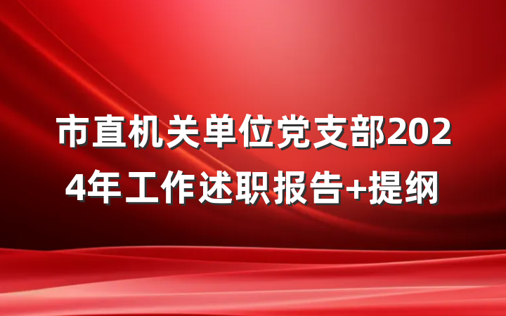 市直机关单位党支部2024年工作述职报告 提纲