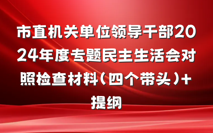 市直机关单位领导干部2024年度专题民主生活会对照检查材料（四个带头） 提纲