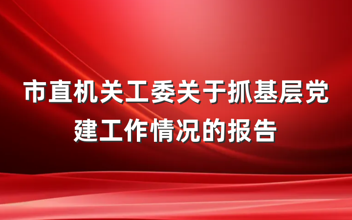 市直机关工委关于抓基层党建工作情况的报告