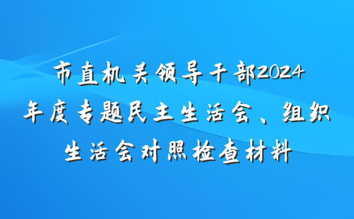市直机关领导干部2024年度专题民主生活会、组织生活会对照检查材料