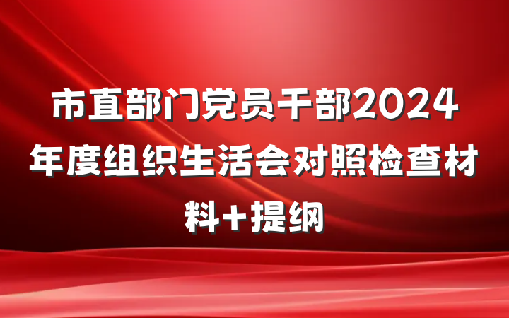 市直部门党员干部2024年度组织生活会对照检查材料 提纲