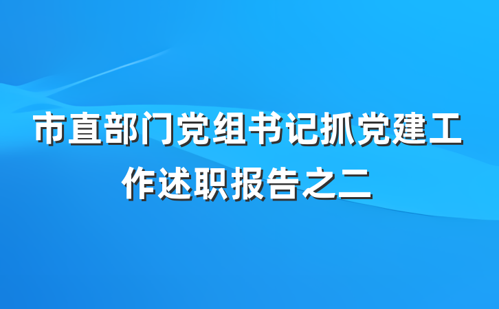 市直部门党组书记抓党建工作述职报告之二