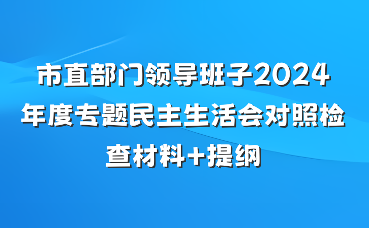 市直部门领导班子2024年度专题民主生活会对照检查材料 提纲