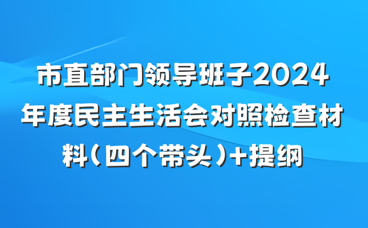 市直部门领导班子2024年度民主生活会对照检查材料（四个带头） 提纲