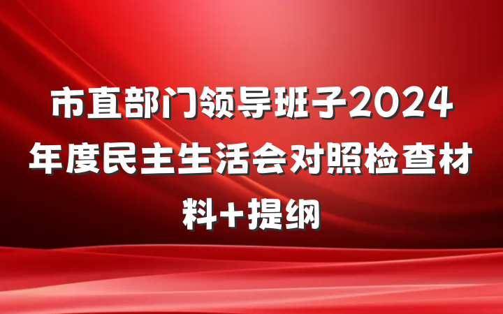 市直部门领导班子2024年度民主生活会对照检查材料 提纲