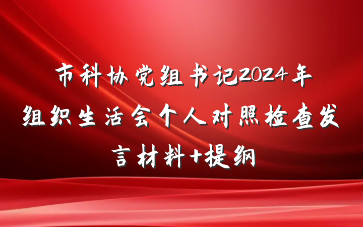 市科协党组书记2024年组织生活会个人对照检查发言材料 提纲