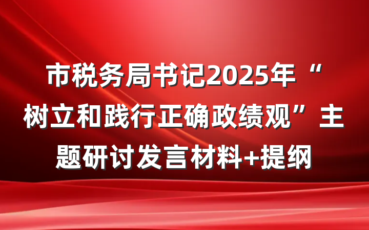 市税务局书记2025年“树立和践行正确政绩观”主题研讨发言材料 提纲