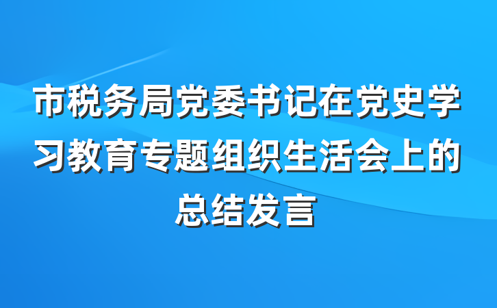 市税务局党委书记在党史学习教育专题组织生活会上的总结发言
