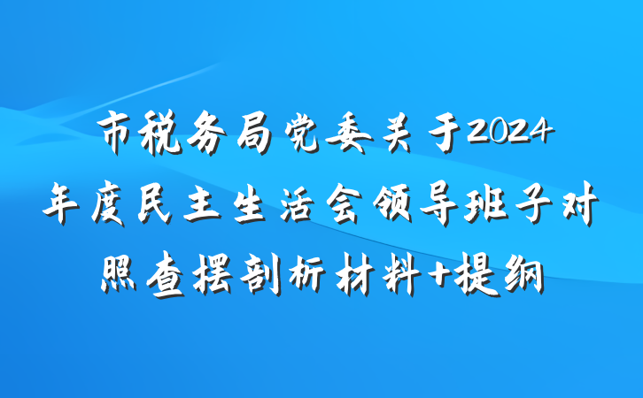 市税务局党委关于2024年度民主生活会领导班子对照查摆剖析材料 提纲