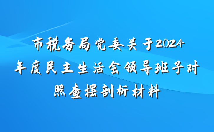 市税务局党委关于2024年度民主生活会领导班子对照查摆剖析材料