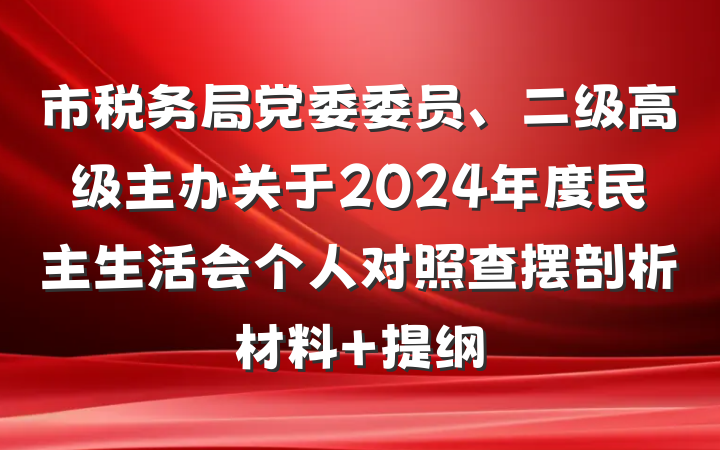 市税务局党委委员、二级高级主办关于2024年度民主生活会个人对照查摆剖析材料 提纲