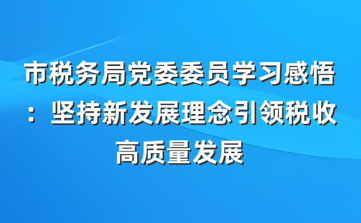 市税务局党委委员学习感悟：坚持新发展理念引领税收高质量发展