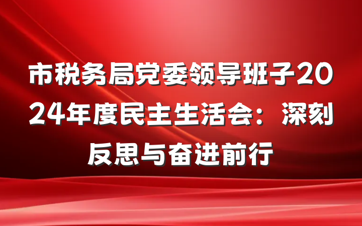 市税务局党委领导班子2024年度民主生活会:深刻反思与奋进前行