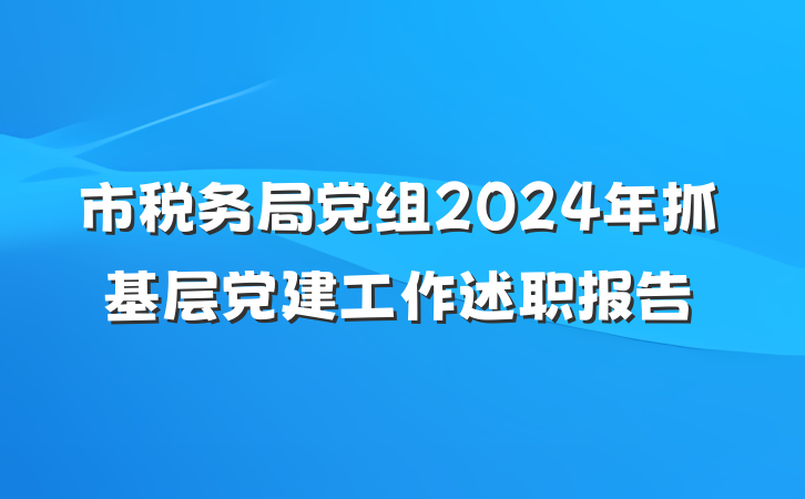 市税务局党组2024年抓基层党建工作述职报告