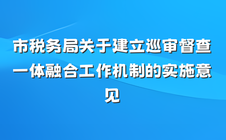市税务局关于建立巡审督查一体融合工作机制的实施意见