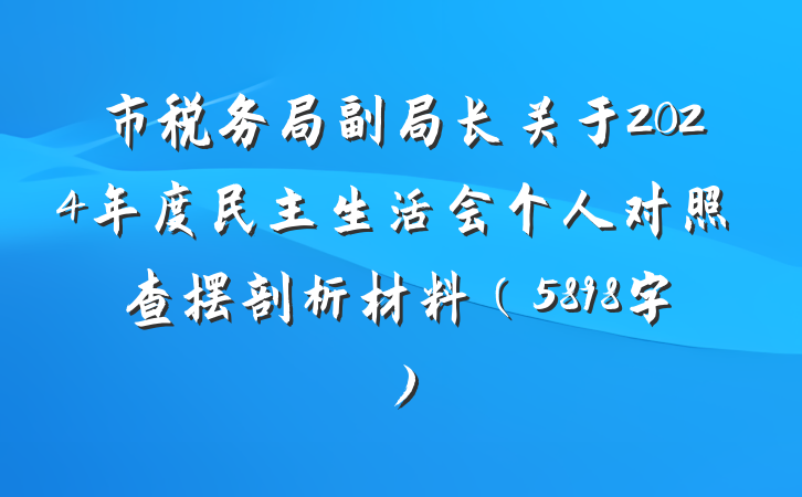 市税务局副局长关于2024年度民主生活会个人对照查摆剖析材料（5898字）