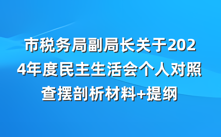 市税务局副局长关于2024年度民主生活会个人对照查摆剖析材料 提纲