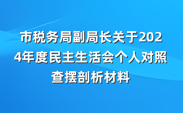 市税务局副局长关于2024年度民主生活会个人对照查摆剖析材料