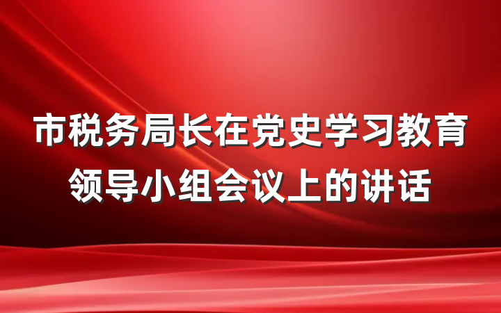 市税务局长在党史学习教育领导小组会议上的讲话