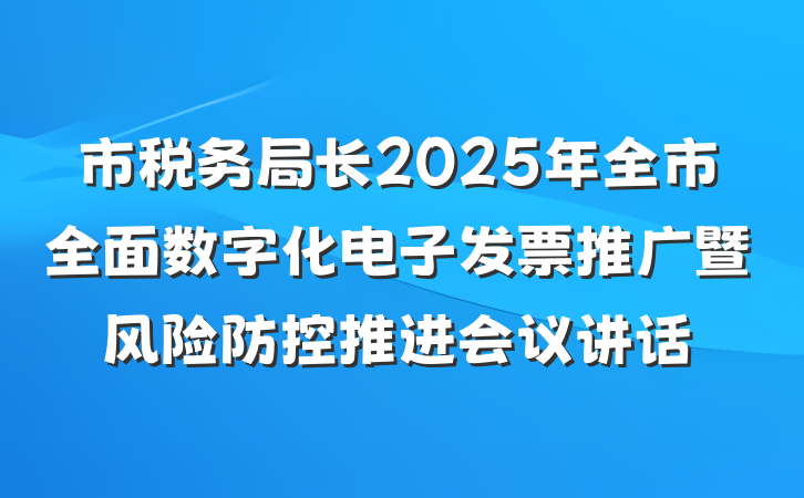 市税务局长2025年全市全面数字化电子发票推广暨风险防控推进会议讲话