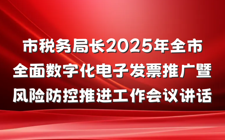 市税务局长2025年全市全面数字化电子发票推广暨风险防控推进工作会议讲话