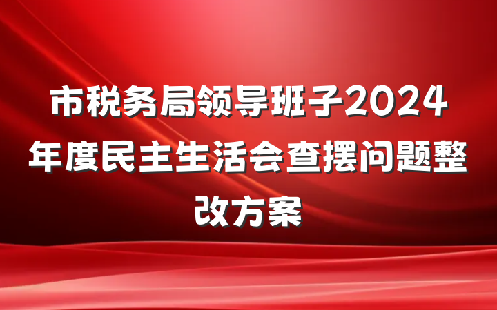 市税务局领导班子2024年度民主生活会查摆问题整改方案