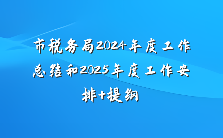 市税务局2024年度工作总结和2025年度工作安排 提纲