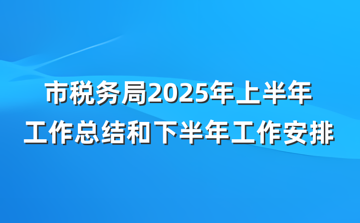 市税务局2025年上半年工作总结和下半年工作安排
