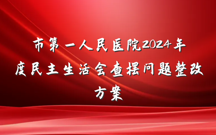 市第一人民医院2024年度民主生活会查摆问题整改方案