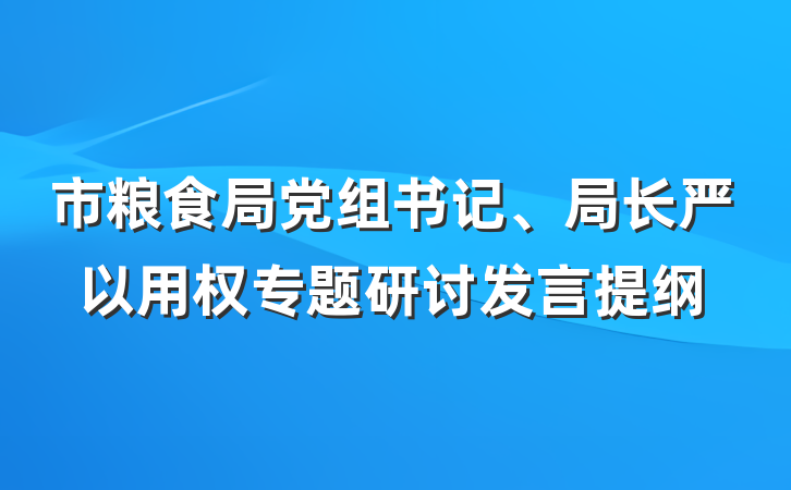 市粮食局党组书记、局长严以用权专题研讨发言提纲