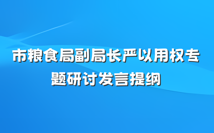市粮食局副局长严以用权专题研讨发言提纲
