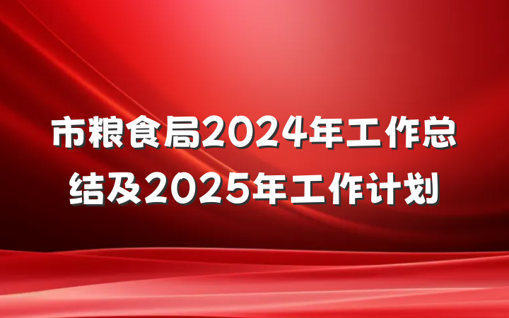 市粮食局2024年工作总结及2025年工作计划