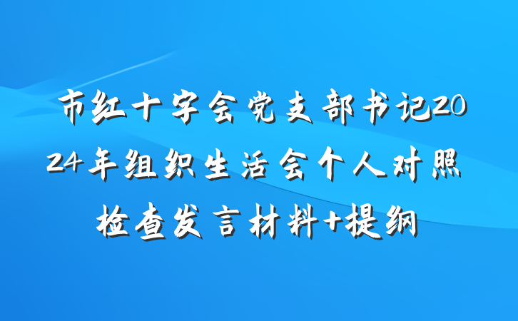 市红十字会党支部书记2024年组织生活会个人对照检查发言材料 提纲