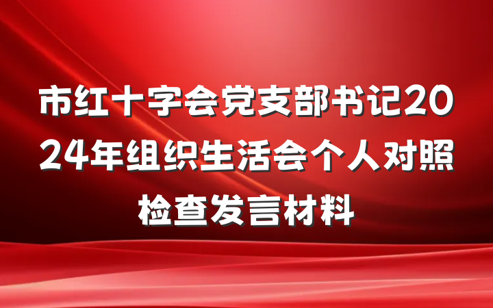 市红十字会党支部书记2024年组织生活会个人对照检查发言材料