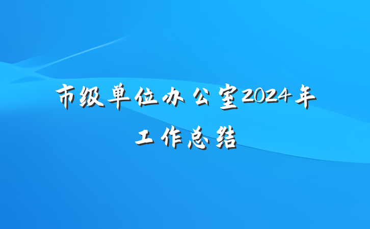 市级单位办公室2024年工作总结