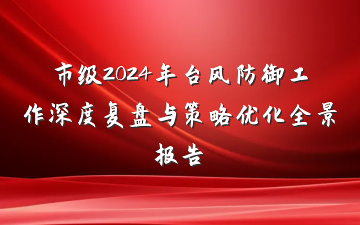 市级2024年台风防御工作深度复盘与策略优化全景报告