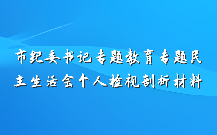 市纪委书记专题教育专题民主生活会个人检视剖析材料