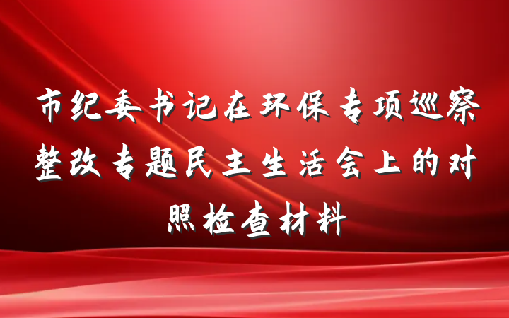 市纪委书记在环保专项巡察整改专题民主生活会上的对照检查材料