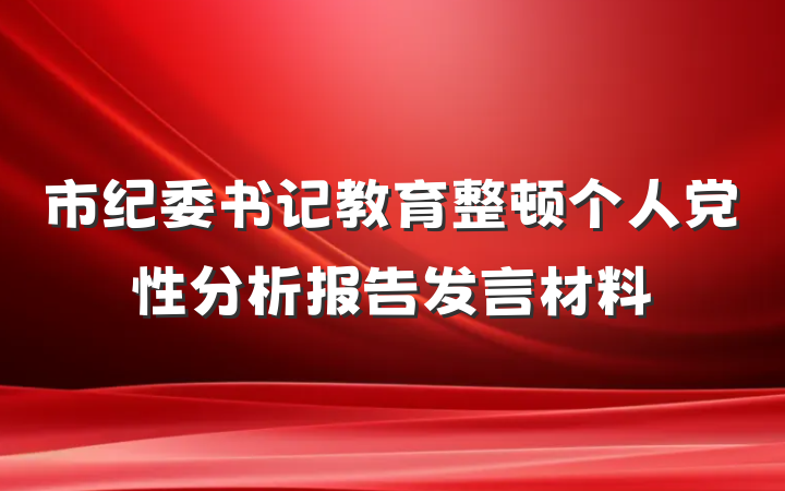市纪委书记教育整顿个人党性分析报告发言材料